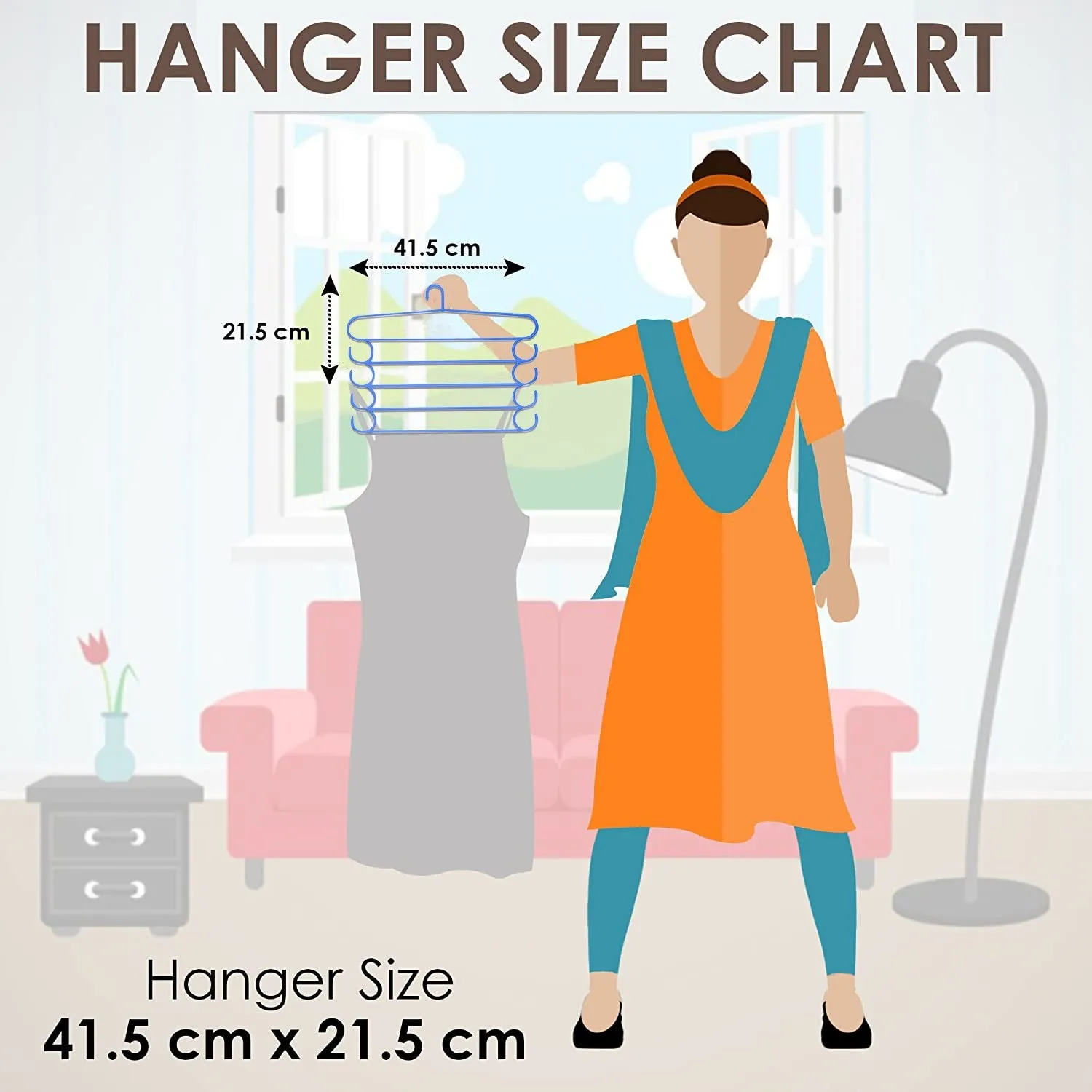 0221 -5 Layer Plastic Hangers (Multicolour, 1 pc)