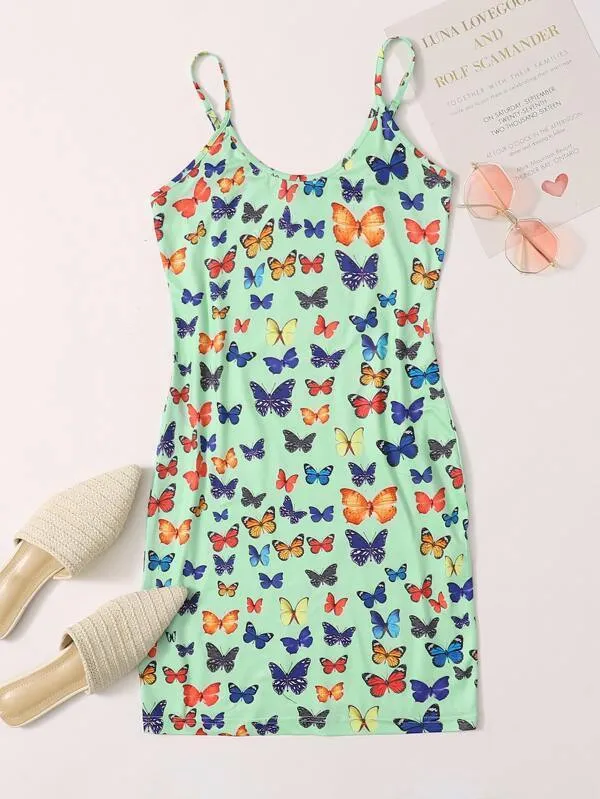 All-over Butterfly Print Dress