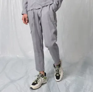 Antioch Light Grey Tonal Stripe Relaxed Fit Drawstring Pant