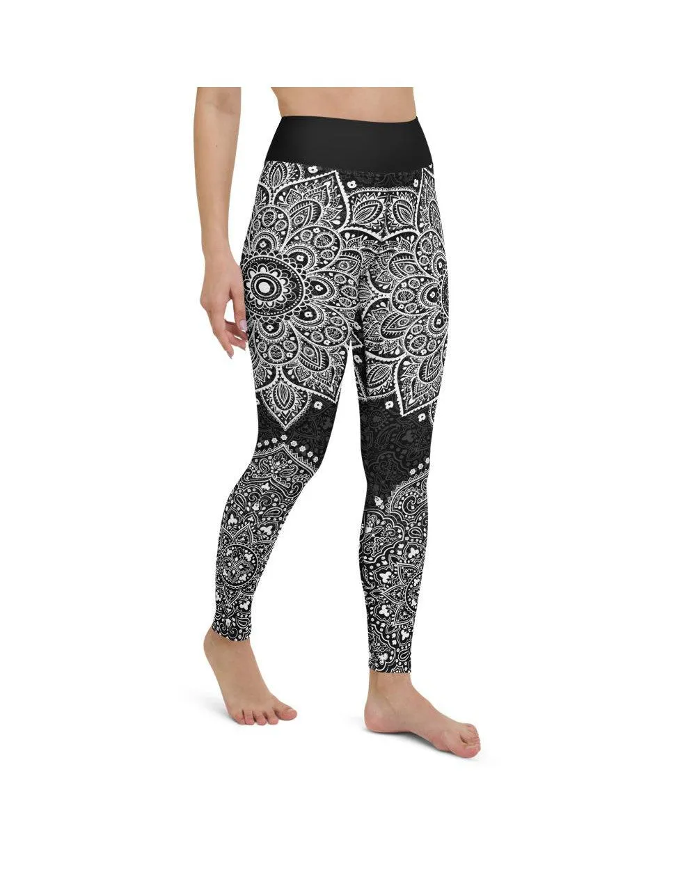 B&W Mandala Yoga Pants