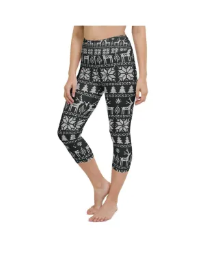 B&W Ugly Christmas Yoga Capris