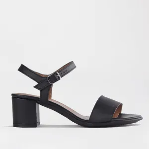 Block Heel Sandal in Black - 12817