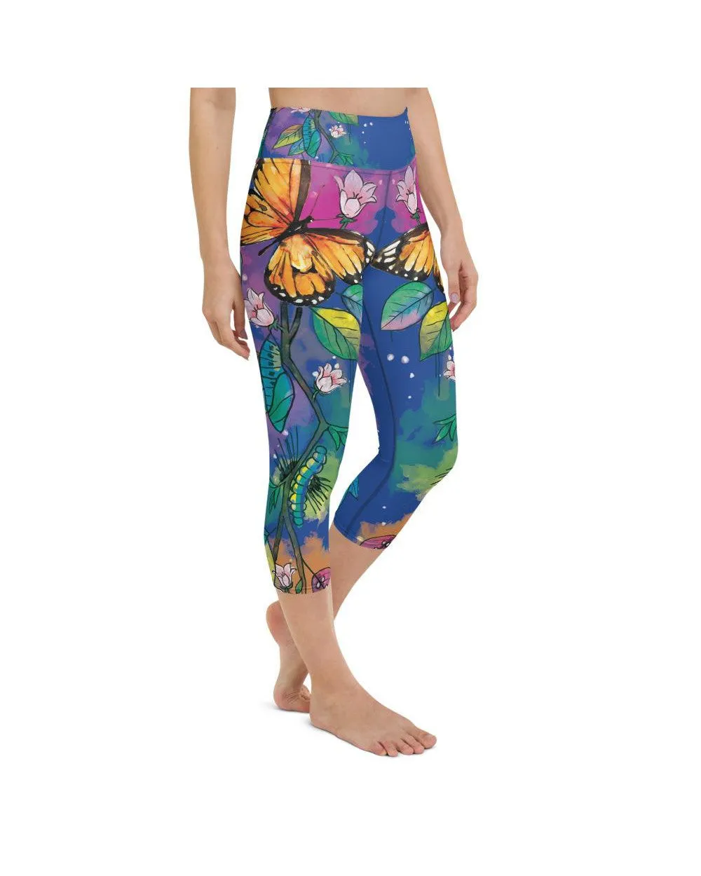 Blue Metamorphosis Yoga Capris