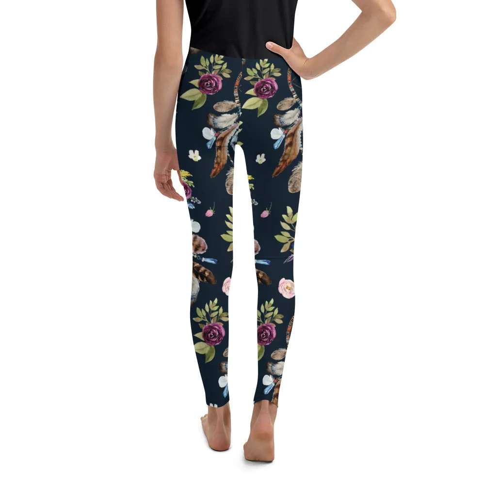 Boho Dreamcatcher and Flowers Youth Leggings