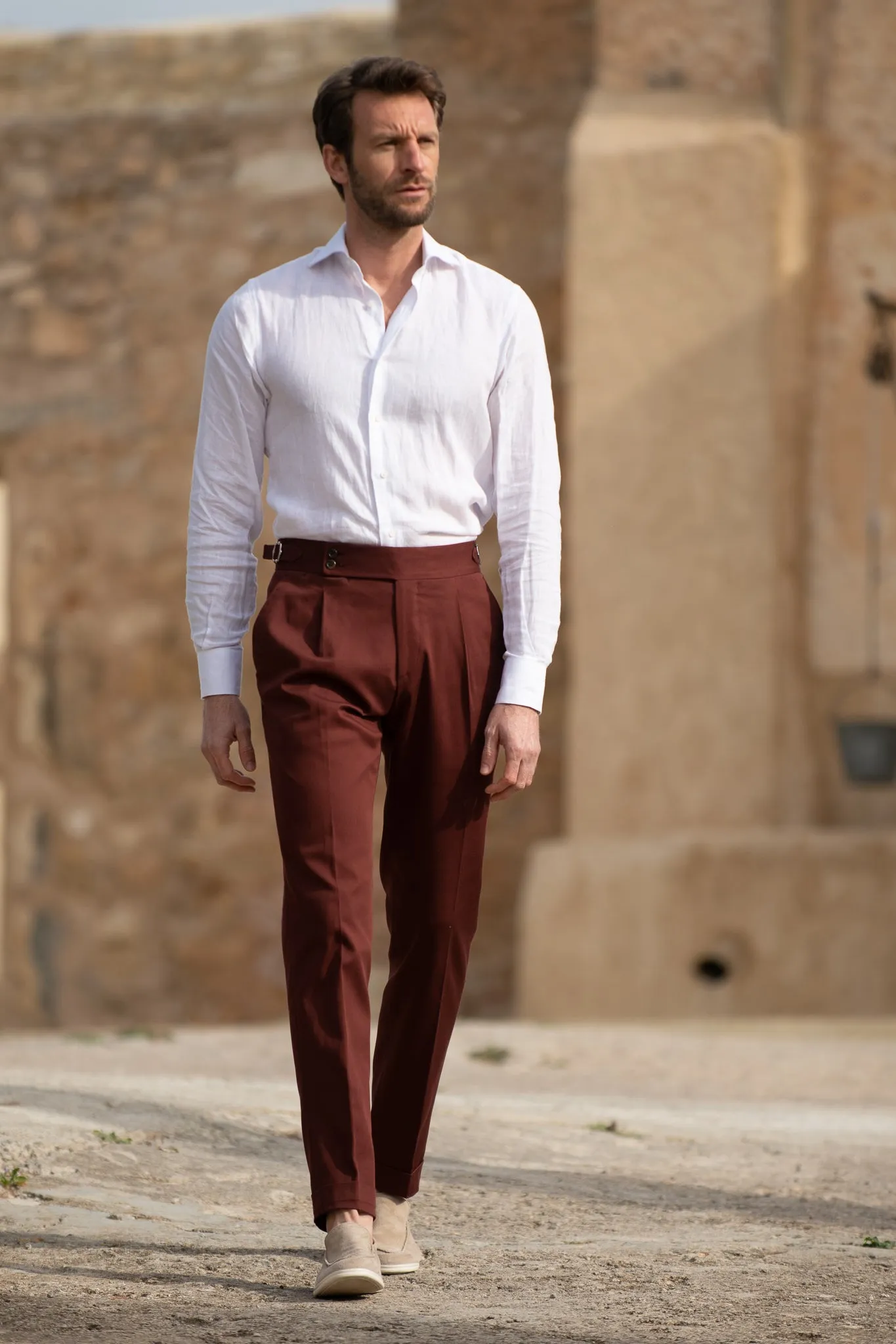 Bordeaux cotton trousers  "Soragna Capsule Collection" - Made in Italy