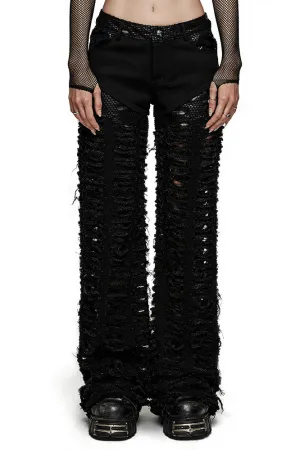 Chic Ripped Decadent Mesh Goth Trousers Women