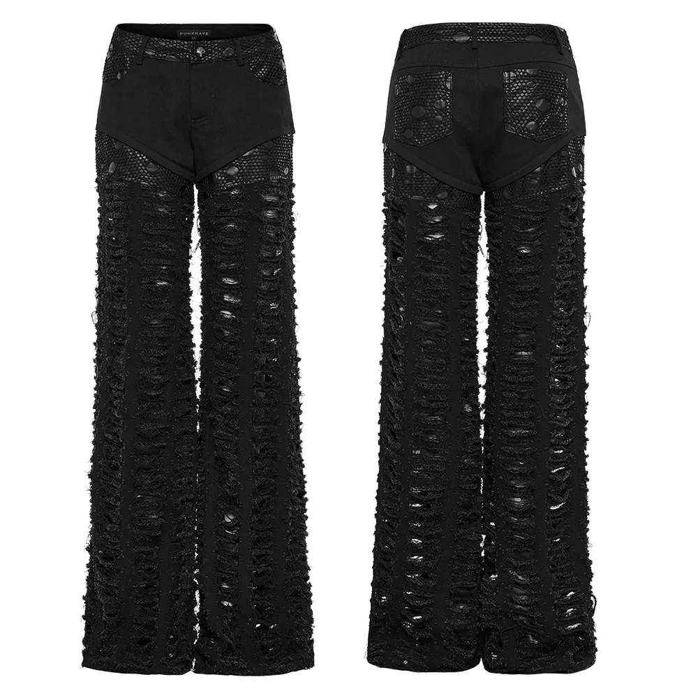 Chic Ripped Decadent Mesh Goth Trousers Women