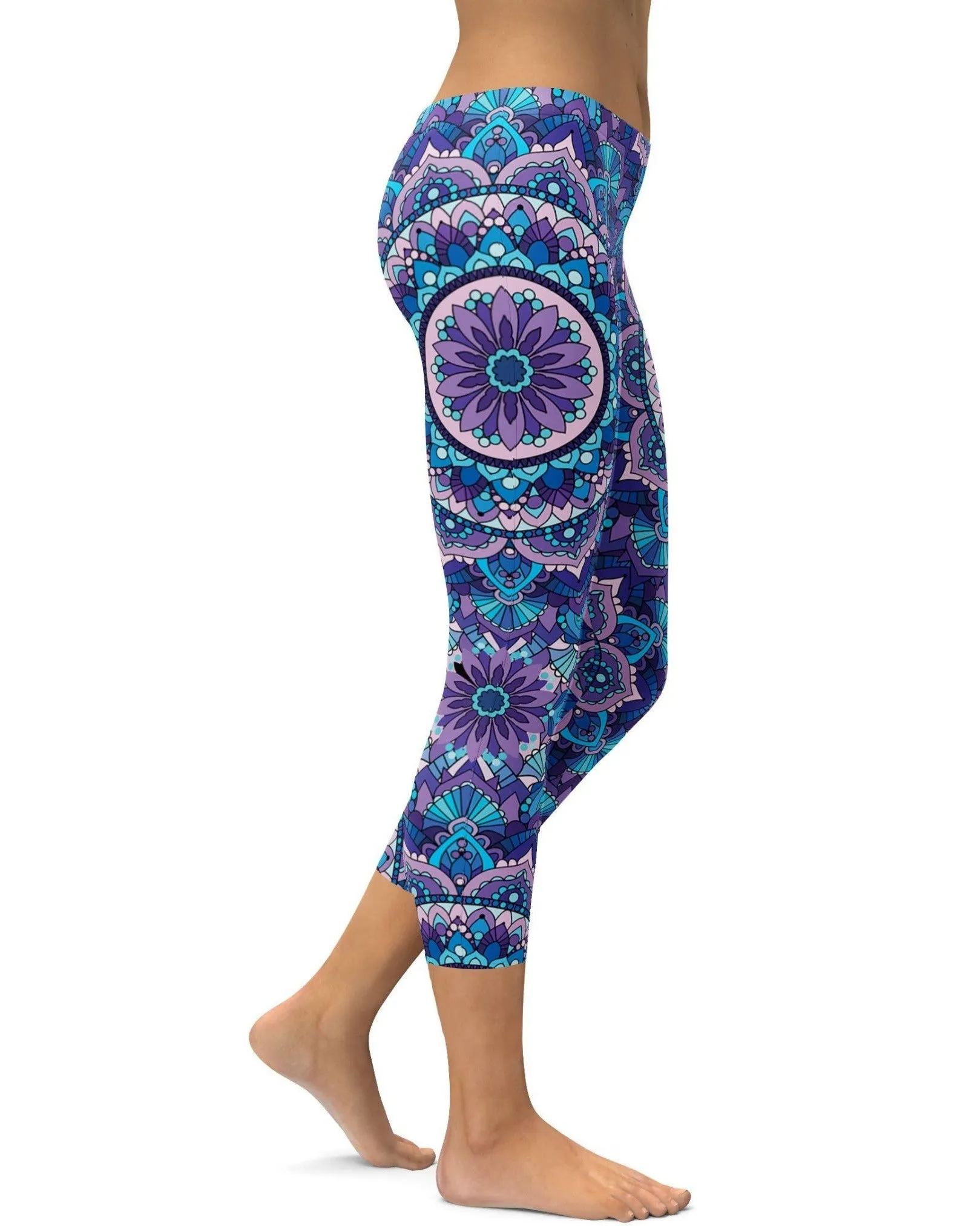 Colorful Blue Mandala Capris