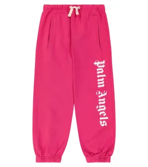 Cotton Jersey Sweatpants with Palm Angels Logo, Pink