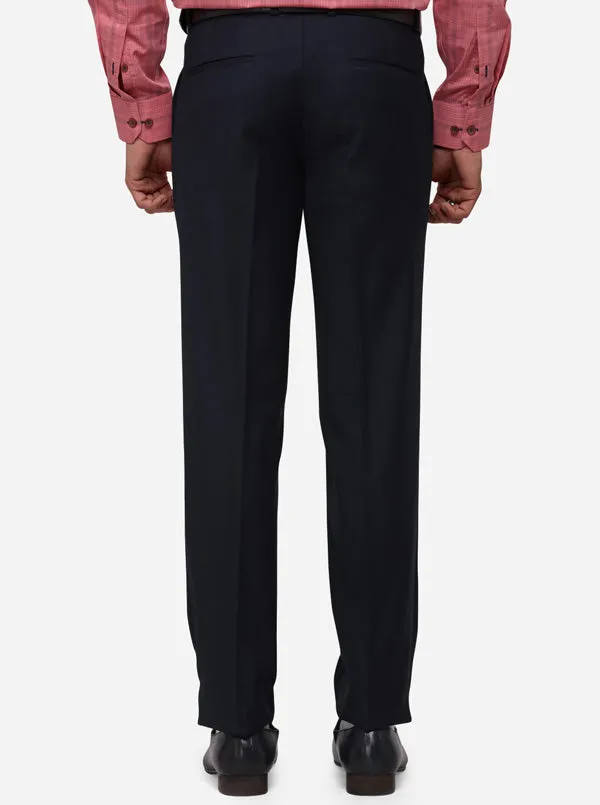 Dark Blue Slim Fit Solid Formal Trouser | JB Studio