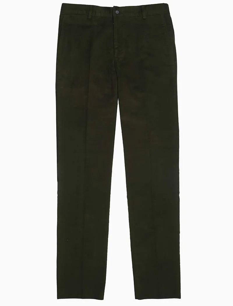 Dark Green Moleskin Comfort Trousers