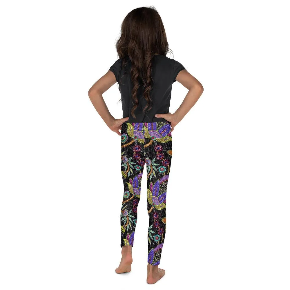 Faux Paillette Flower Kid's Leggings