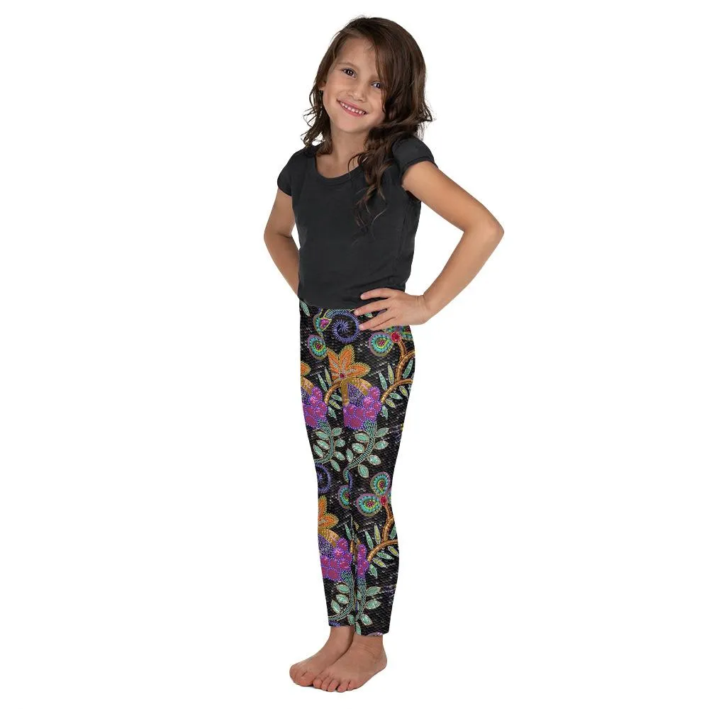 Faux Paillette Flower Kid's Leggings