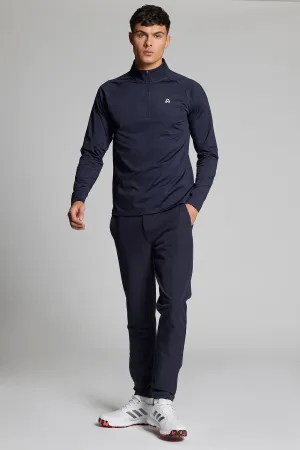 Fleece Back Slim Fit 1/4 Zip Top - Ace Navy