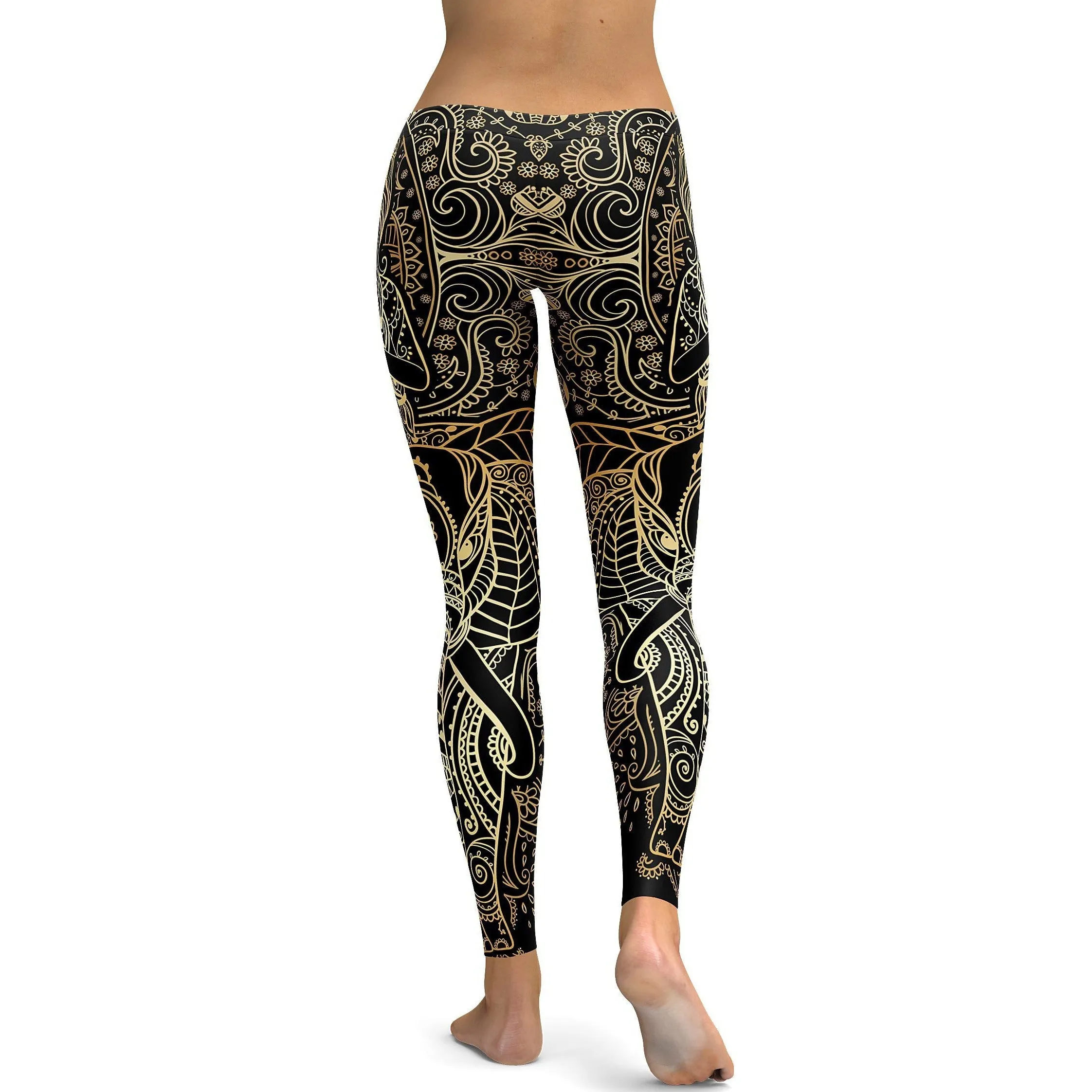 Golden Ornamental Elephant Leggings