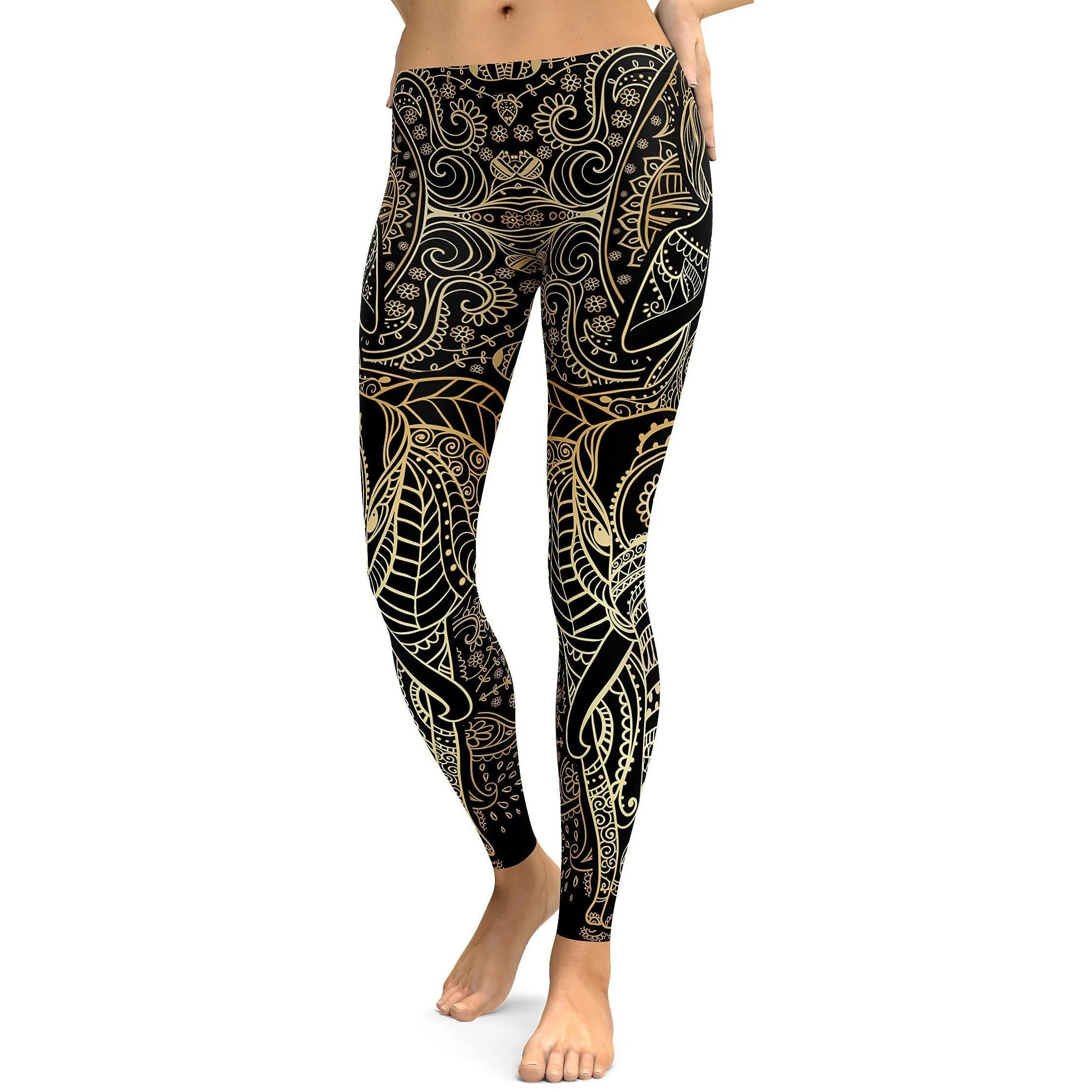 Golden Ornamental Elephant Leggings