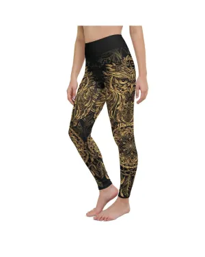 Golden Ornamental Owl Yoga Pants