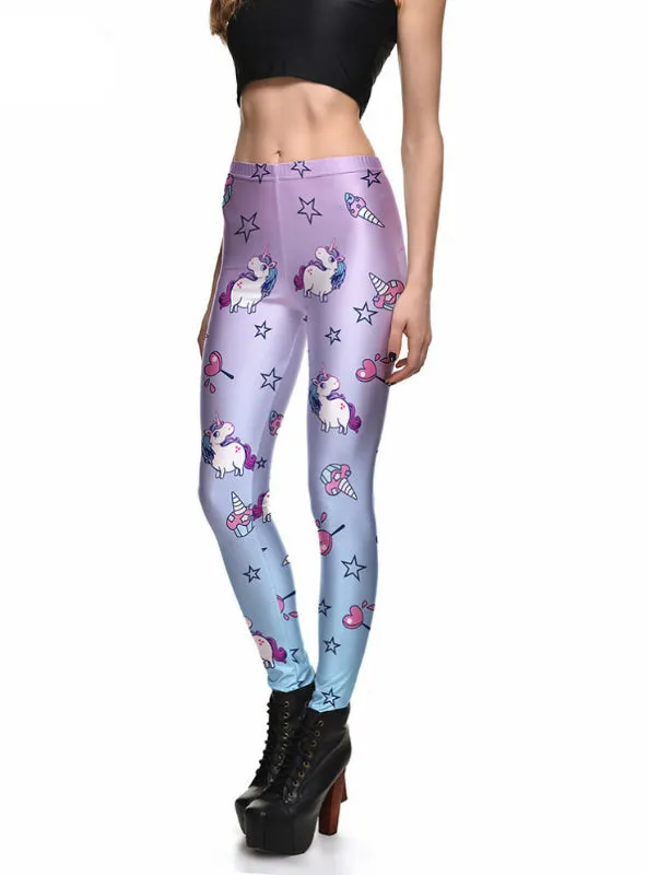 Ice Cream Stretch Digital Print Pants Cool Trousers