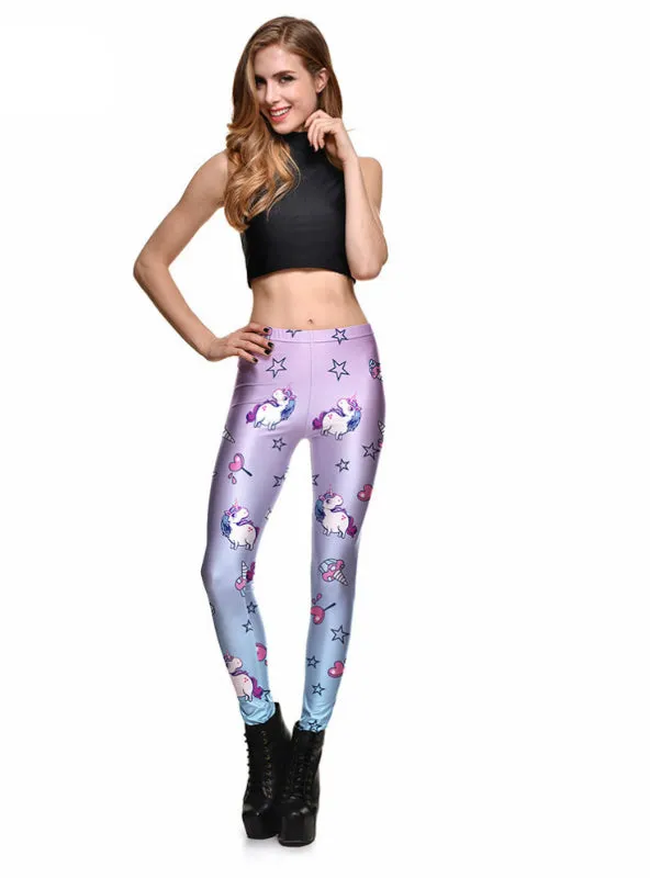 Ice Cream Stretch Digital Print Pants Cool Trousers