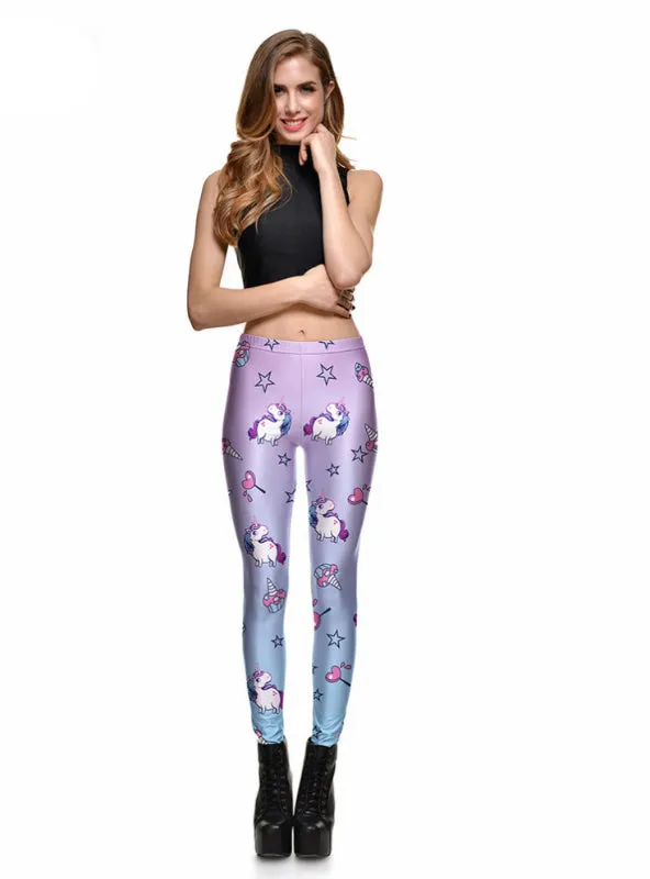 Ice Cream Stretch Digital Print Pants Cool Trousers