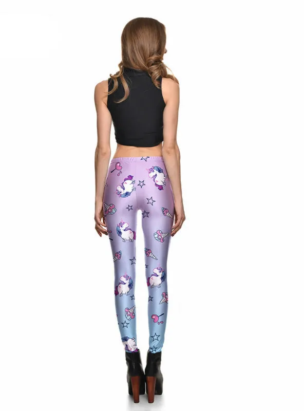 Ice Cream Stretch Digital Print Pants Cool Trousers