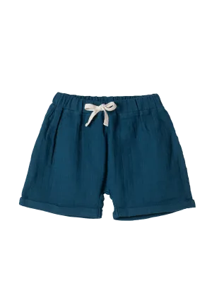 Jimmy shorts Play of Colors Petrol-blue organic muslin