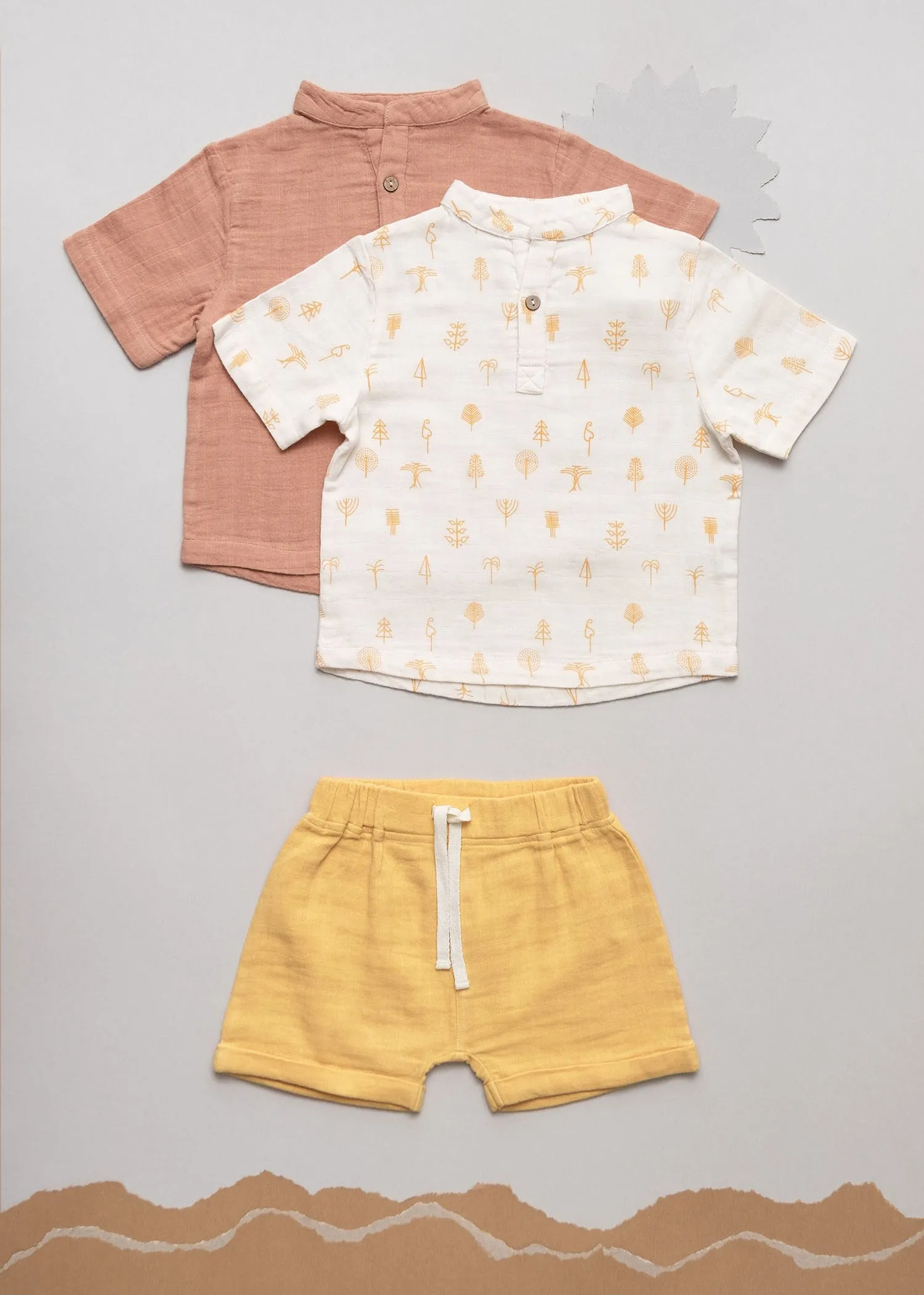 Jimmy shorts Play of Colors Sun-ochre organic muslin