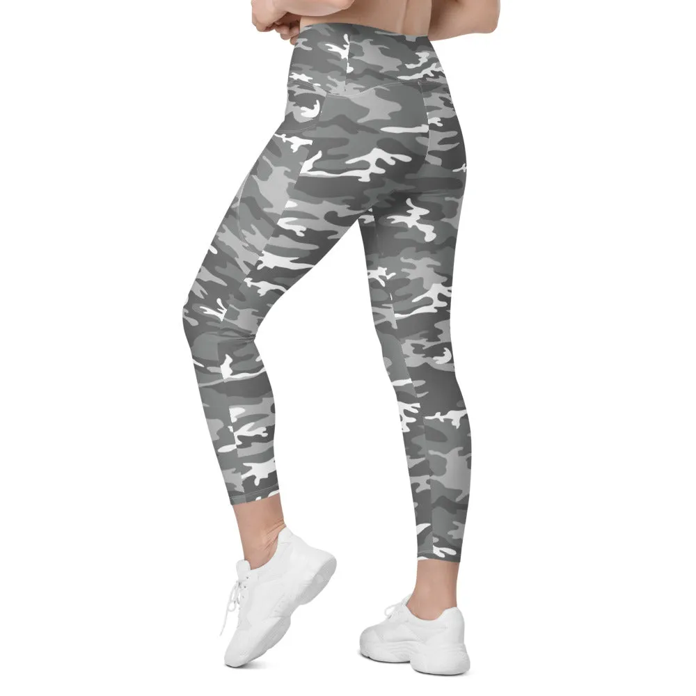 Light Grey Camo Leggings with Pockets