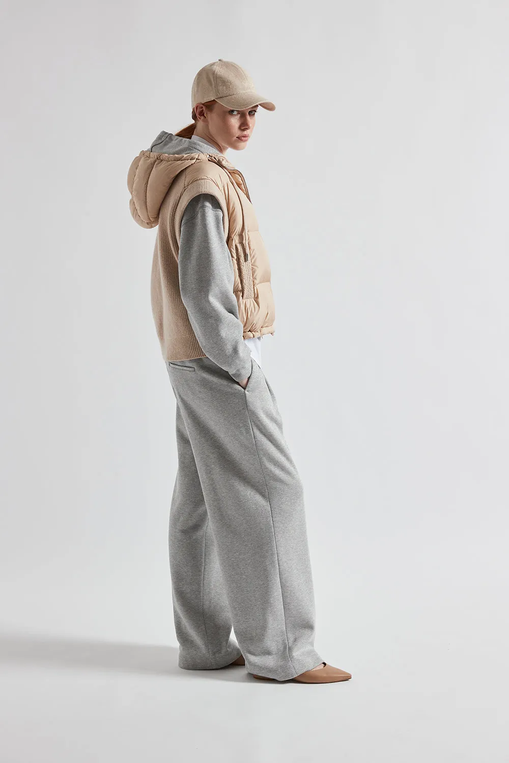 Long-sleeved cotton and Lurex hoodie