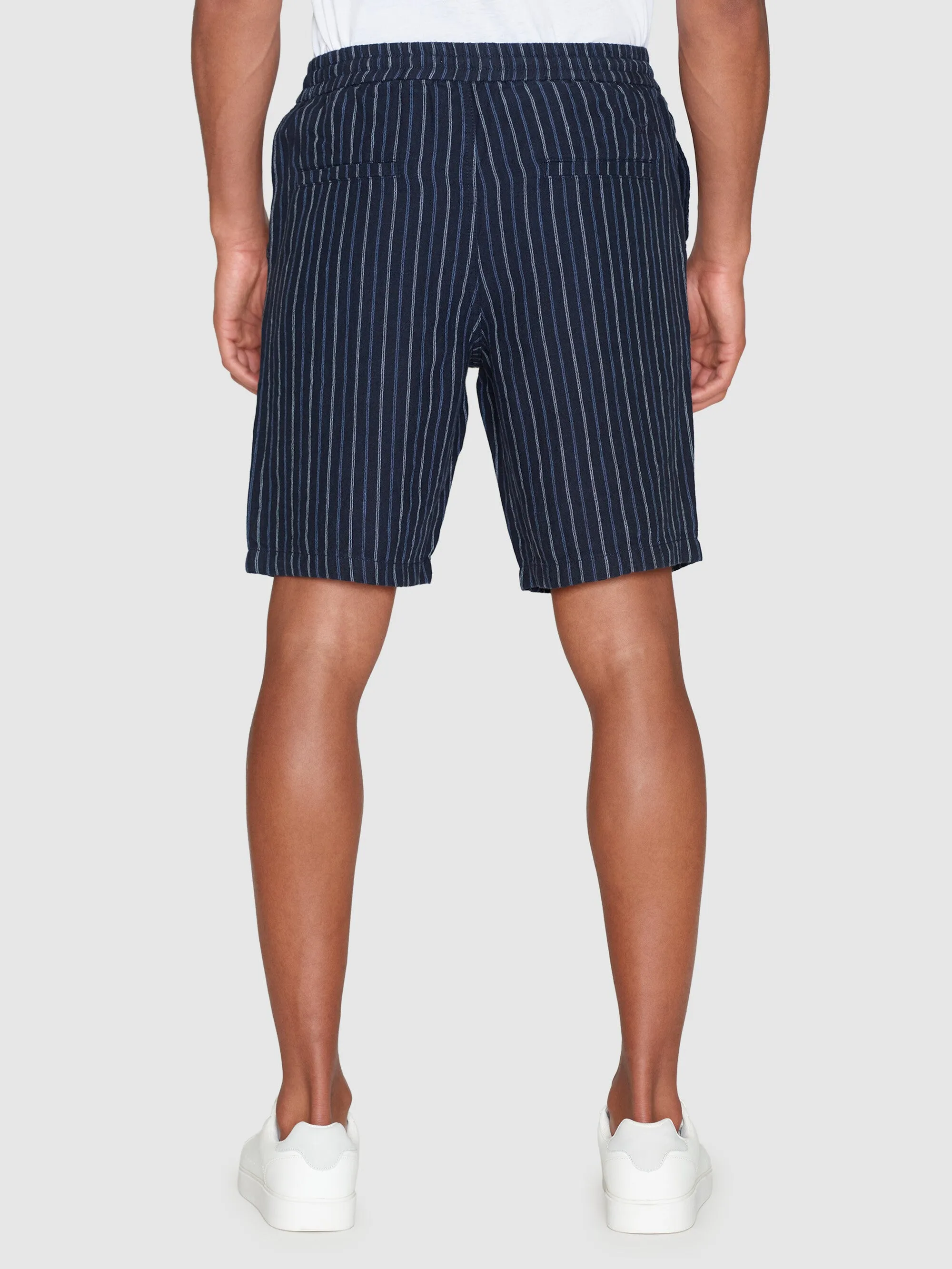 Loose striped shorts - Blue stripe