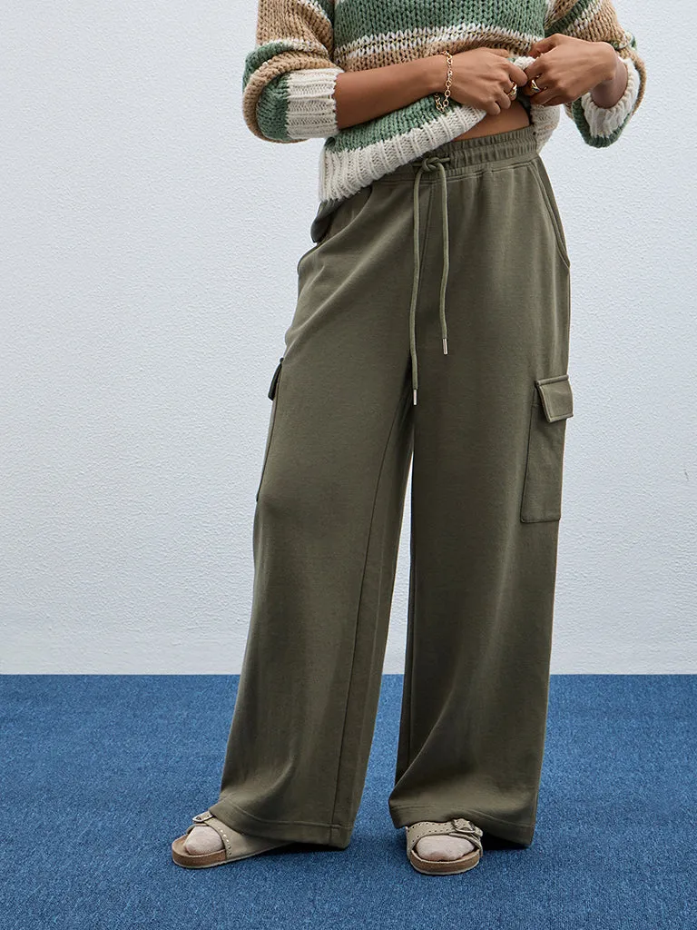 LOV Olive High-Rise Track Pants