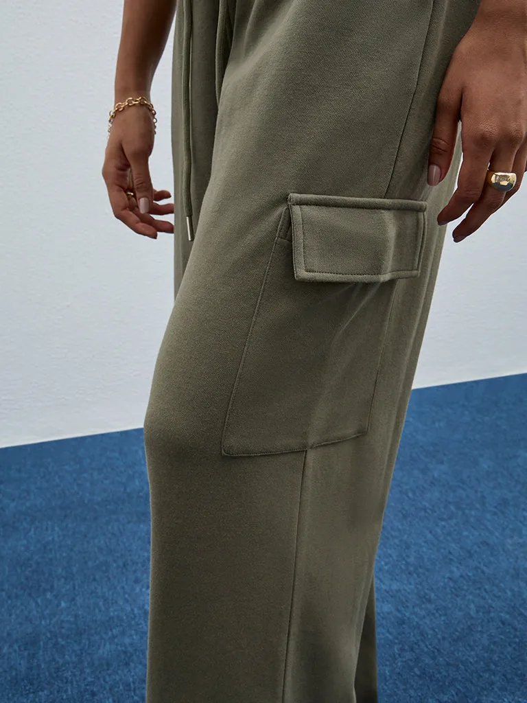 LOV Olive High-Rise Track Pants