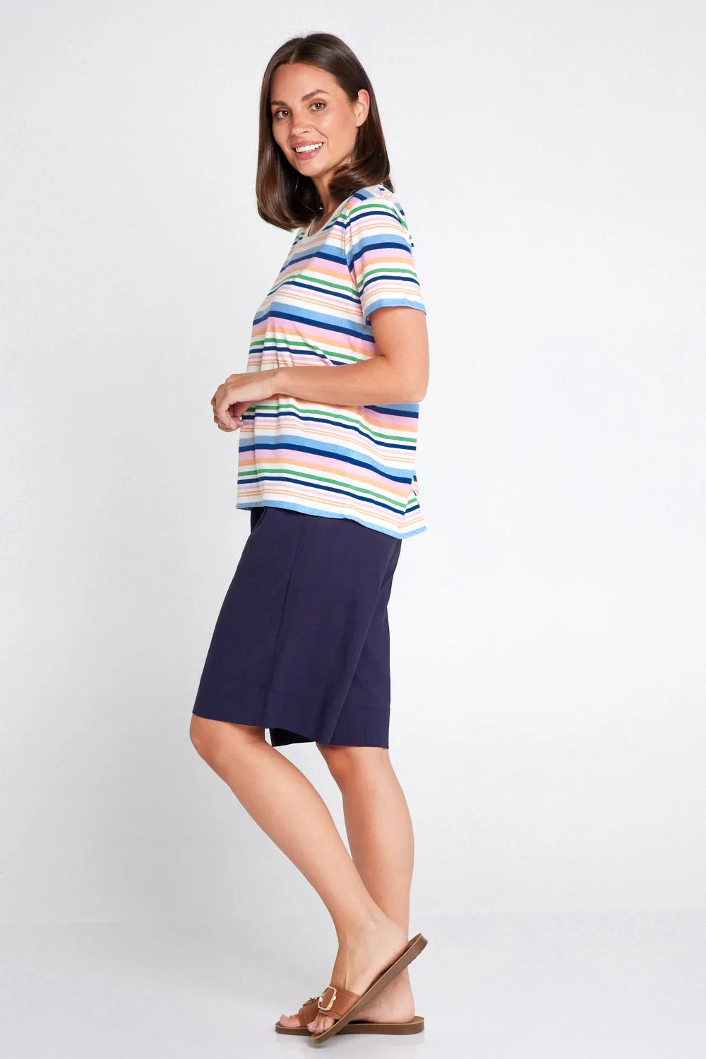 Marissa Cotton & Linen Shorts - Navy