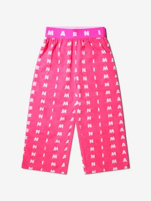 MARNI Girls Logo Print Trousers in Pink