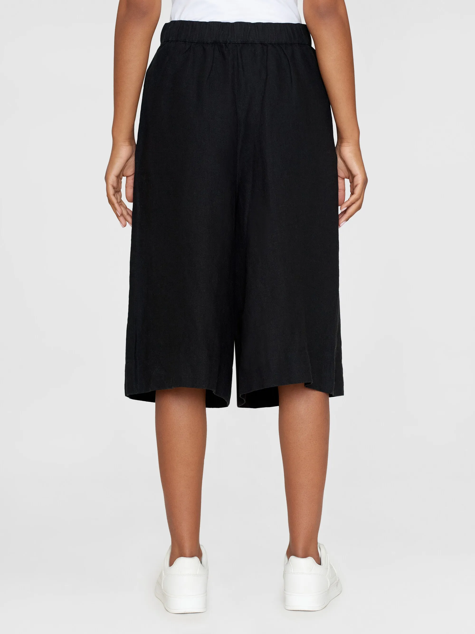 Natural linen baggy shorts - Black Jet