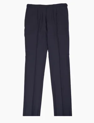 Navy Flannel Wool Slim Trousers