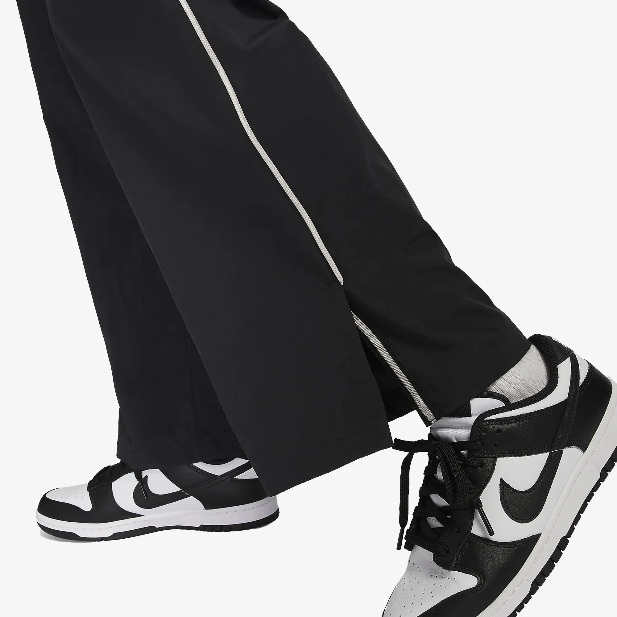 NIKE | MID-RISE REPEL ASYMMETRICAL-WAIST TROUSERS { BLACK/LT IRON ORE/WHITE