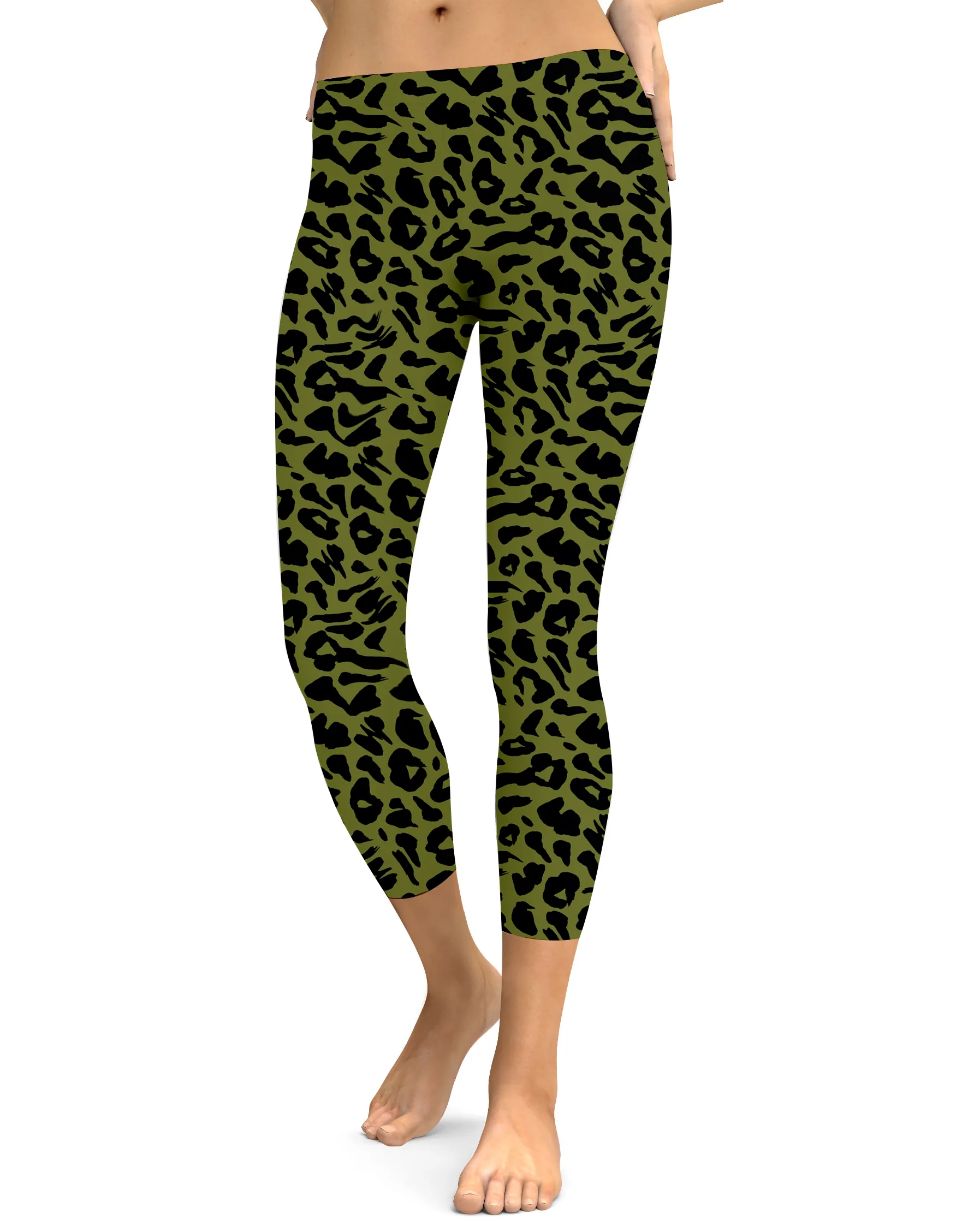 Olive Green Leopard Skin Capris