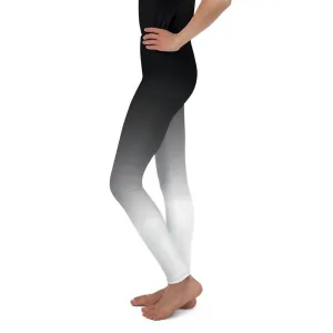 Ombre Black to White Youth Leggings