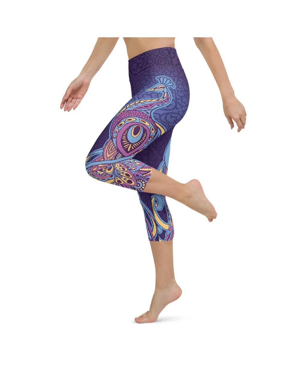 Ornamental Peacock Yoga Capris