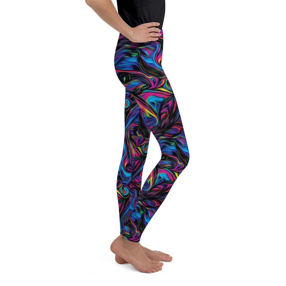 Psychedelic Neon Paint Youth Leggings