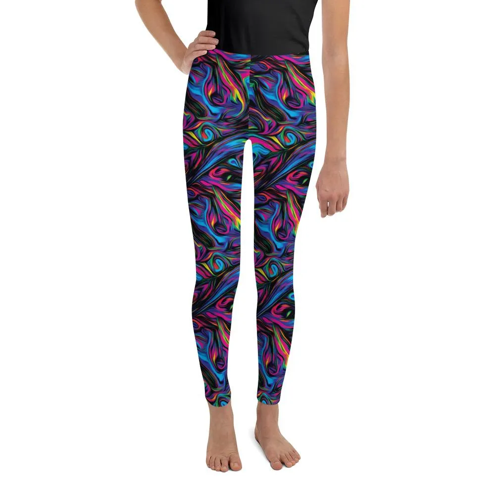 Psychedelic Neon Paint Youth Leggings