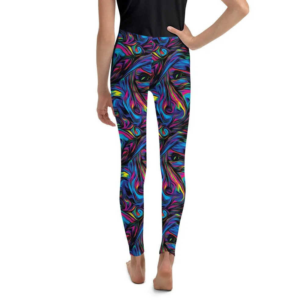 Psychedelic Neon Paint Youth Leggings