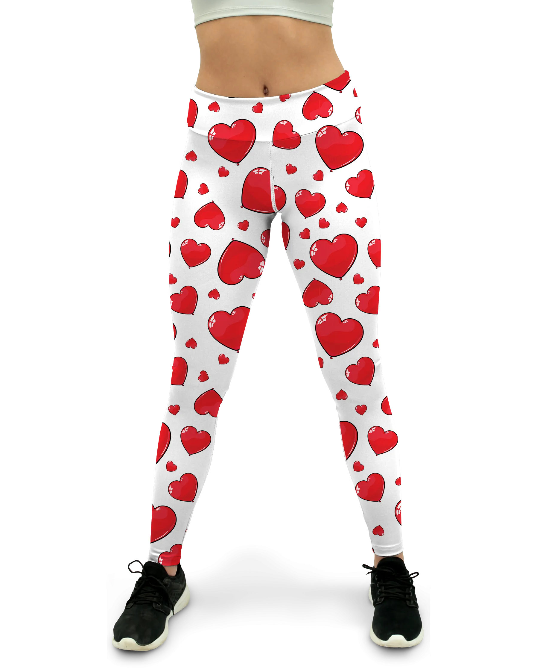 Red Heart Shaped Balloons Yoga Pants