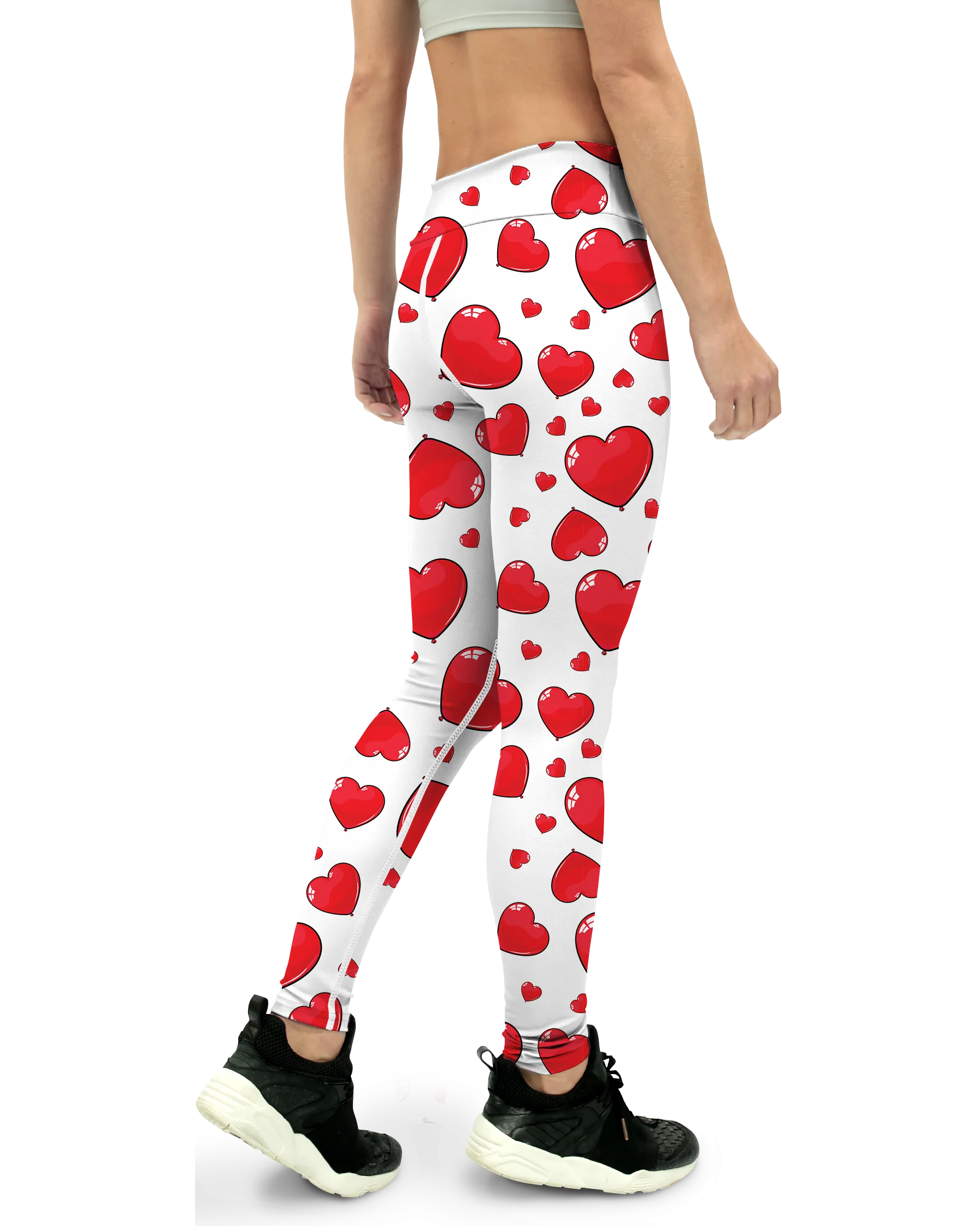 Red Heart Shaped Balloons Yoga Pants