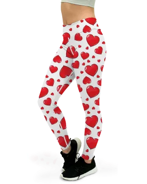 Red Heart Shaped Balloons Yoga Pants