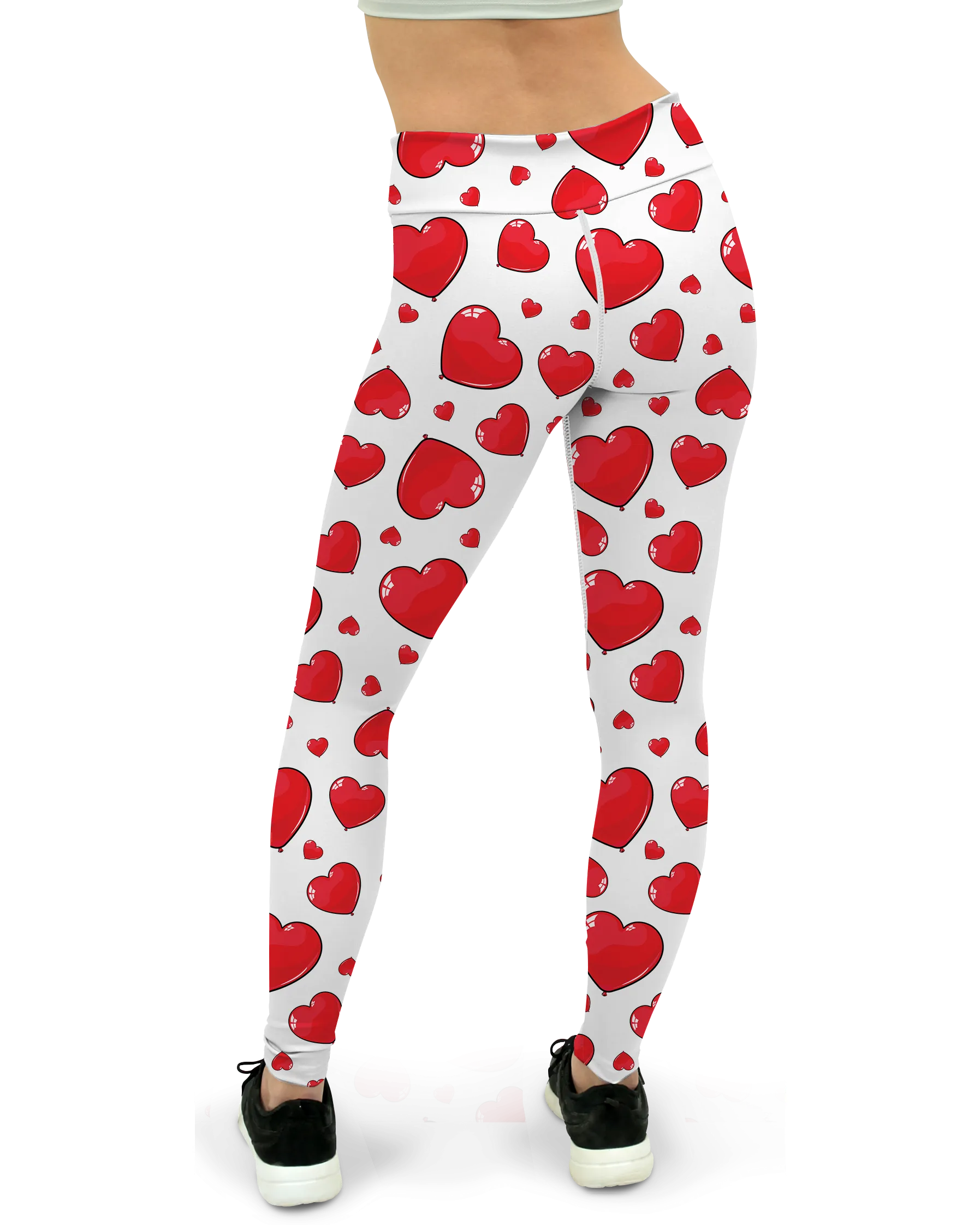 Red Heart Shaped Balloons Yoga Pants