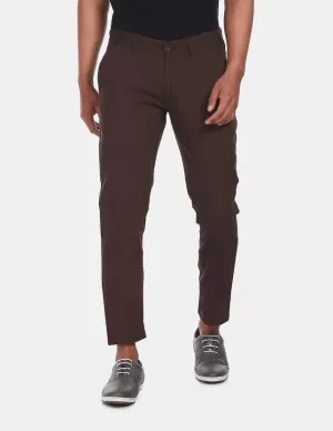 Regular Fit Men Brown Lycra Blend Trousers