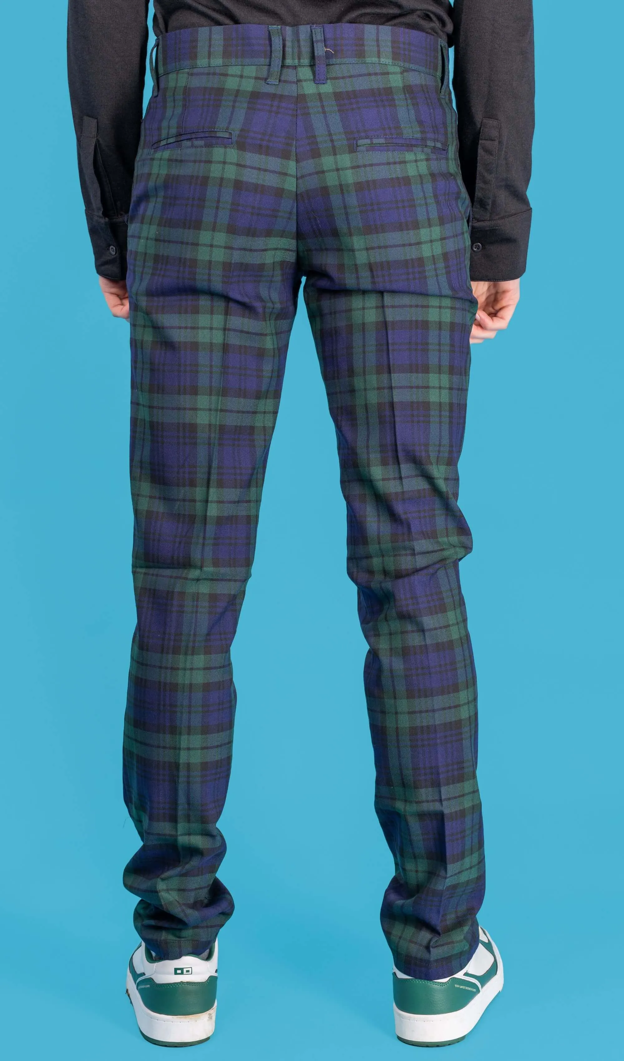 Retro Mod Stretch Blackwatch Tartan Trousers