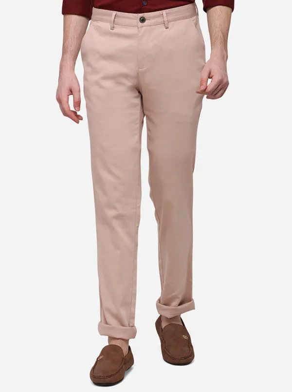 Rose Pink Slim Fit Solid Casual Trouser | JadeBlue